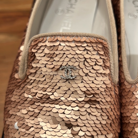 Chanel moccasins loafers in pink sequin 39.5 - Picture 3 of 7